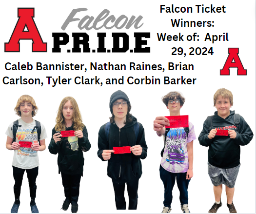 Five students pictured here holding their falcon tickets.