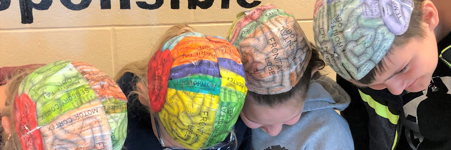 middleschoolers with their "brain" caps on