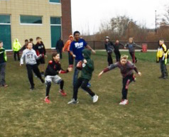 GVSU Players Outside with AMS Students