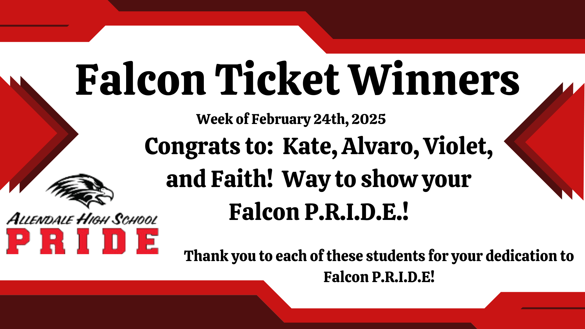 Falcon Ticket Winners named here