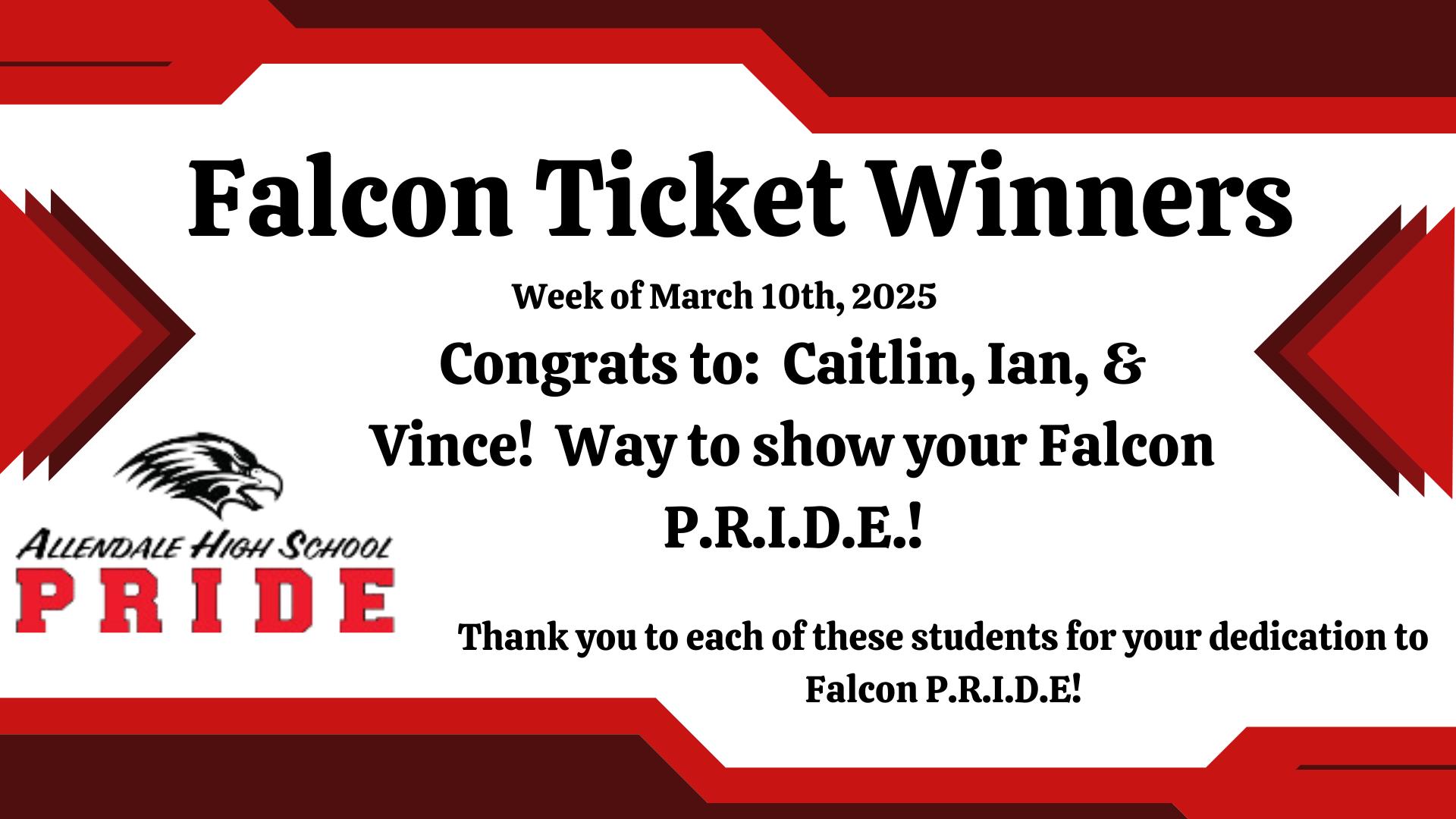 Falcon Ticket Winners named here