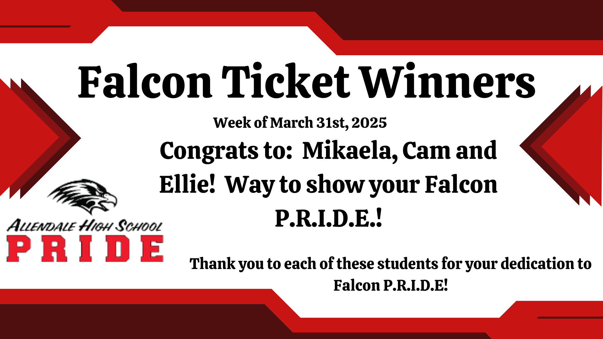 Falcon Ticket Winners named here