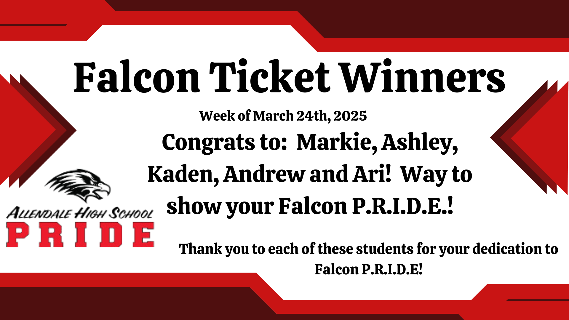 Falcon Ticket Winners named here