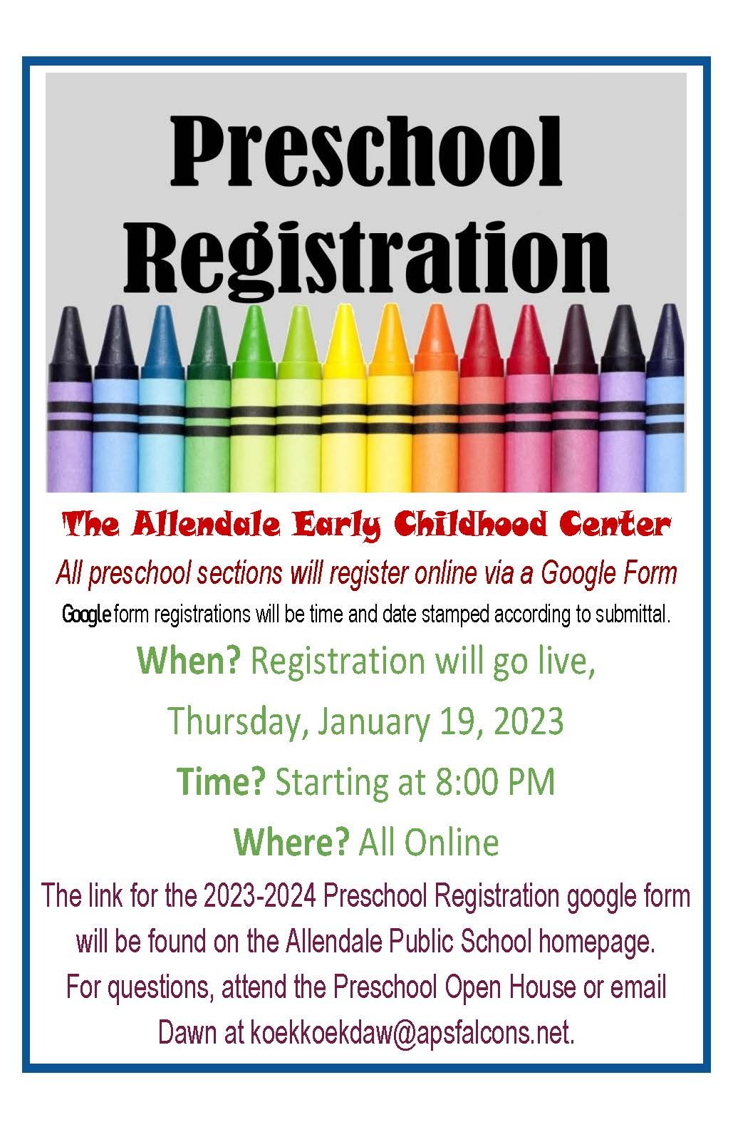Preschool Registration flier